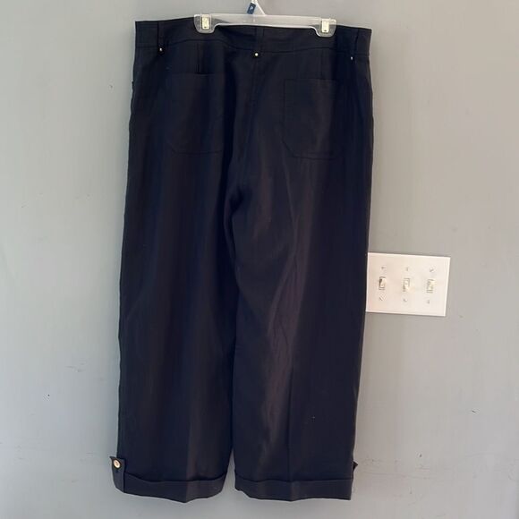 100% Linen black cropped pants Jones New York - Capri Pants Size 14 - Picture 5 of 8
